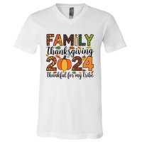 Family Thanksgiving 2024 Thankful For My Tribe Group Autumn V-Neck T-Shirt