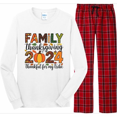 Family Thanksgiving 2024 Thankful For My Tribe Group Autumn Long Sleeve Pajama Set