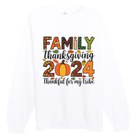 Family Thanksgiving 2024 Thankful For My Tribe Group Autumn Premium Crewneck Sweatshirt