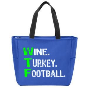 Funny Thanksgiving 2018 Gift Wine Turkey Football Gift Zip Tote Bag