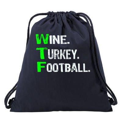 Funny Thanksgiving 2018 Gift Wine Turkey Football Gift Drawstring Bag