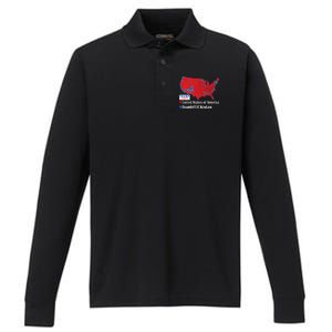 Funny Trump 2024 Electoral Landslide Map Performance Long Sleeve Polo