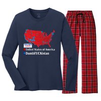 Funny Trump 2024 Electoral Landslide Map Women's Long Sleeve Flannel Pajama Set 