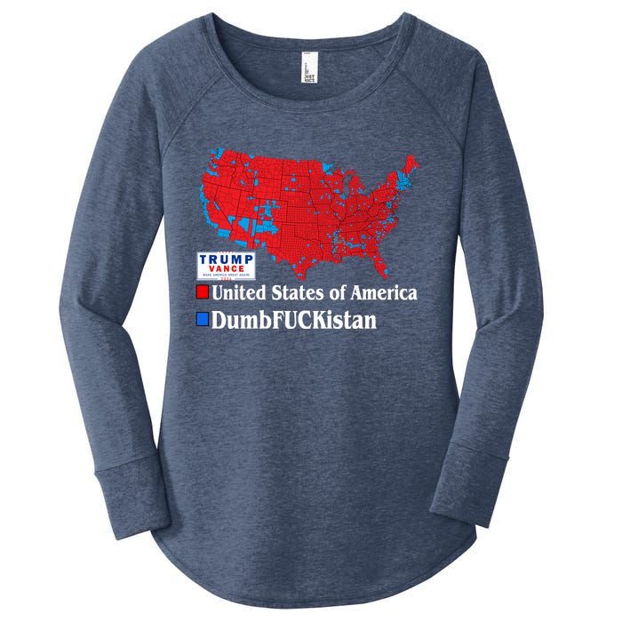 Funny Trump 2024 Electoral Landslide Map Women's Perfect Tri Tunic Long Sleeve Shirt