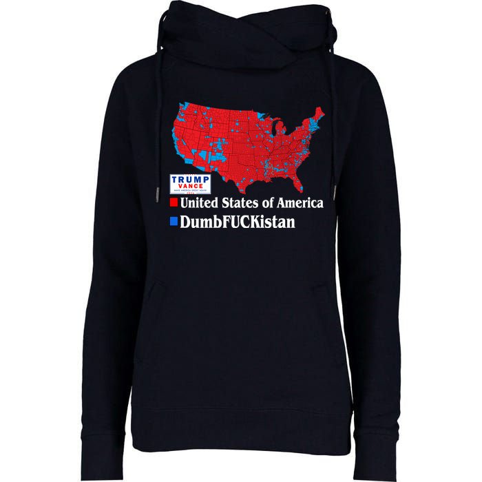 Funny Trump 2024 Electoral Landslide Map Womens Funnel Neck Pullover Hood