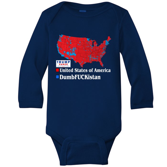 Funny Trump 2024 Electoral Landslide Map Baby Long Sleeve Bodysuit