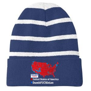 Funny Trump 2024 Electoral Landslide Map Striped Beanie with Solid Band