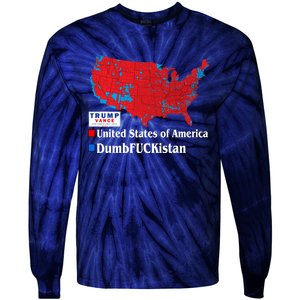 Funny Trump 2024 Electoral Landslide Map Tie-Dye Long Sleeve Shirt