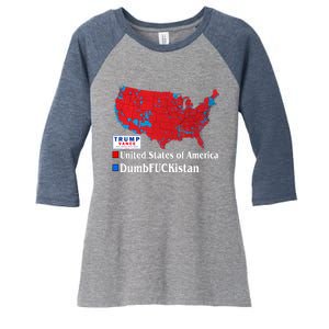 Funny Trump 2024 Electoral Landslide Map Women's Tri-Blend 3/4-Sleeve Raglan Shirt