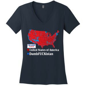 Funny Trump 2024 Electoral Landslide Map Women's V-Neck T-Shirt