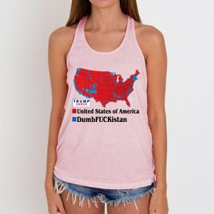 Funny Trump 2024 Electoral Landslide Map Women's Knotted Racerback Tank