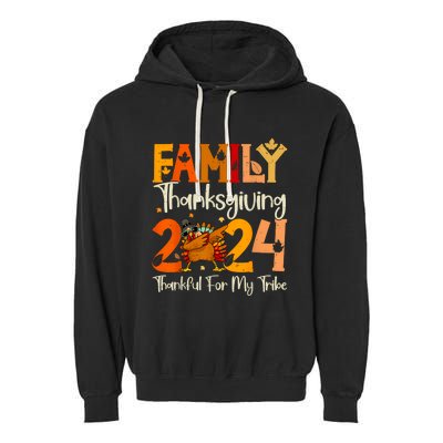 Family Thanksgiving 2024 Crew Dabbing Turkey Group Matching Garment-Dyed Fleece Hoodie