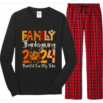 Family Thanksgiving 2024 Crew Dabbing Turkey Group Matching Long Sleeve Pajama Set