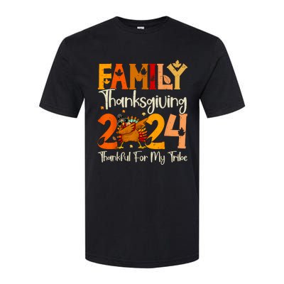 Family Thanksgiving 2024 Crew Dabbing Turkey Group Matching Softstyle CVC T-Shirt