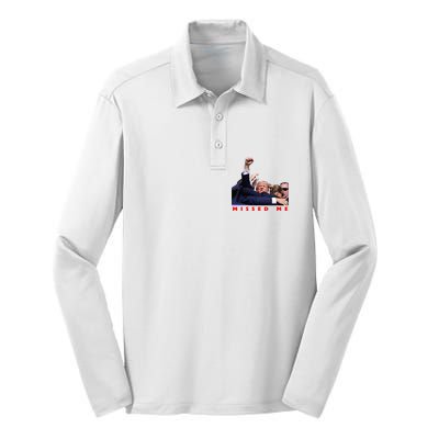 Funny Trump 2024 Missed Me Silk Touch Performance Long Sleeve Polo