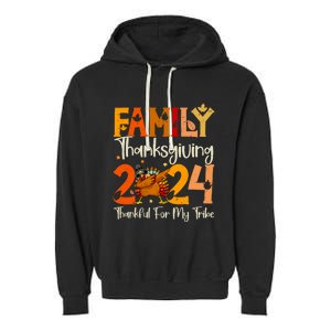 Family Thanksgiving 2024 Crew Dabbing Turkey Group Matching Garment-Dyed Fleece Hoodie