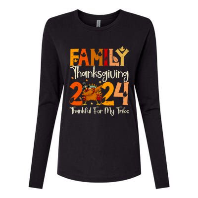 Family Thanksgiving 2024 Crew Dabbing Turkey Group Matching Womens Cotton Relaxed Long Sleeve T-Shirt