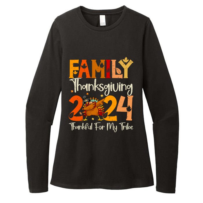 Family Thanksgiving 2024 Crew Dabbing Turkey Group Matching Womens CVC Long Sleeve Shirt