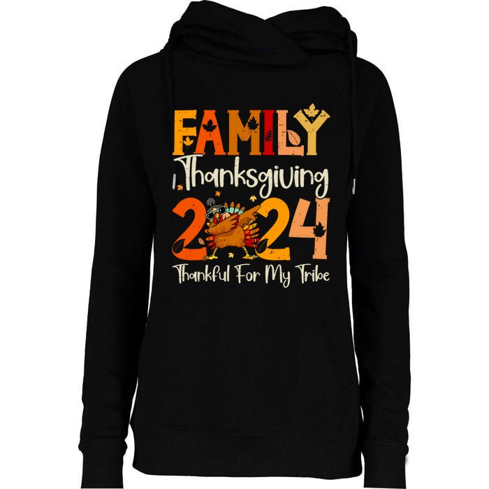 Family Thanksgiving 2024 Crew Dabbing Turkey Group Matching Womens Funnel Neck Pullover Hood