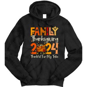 Family Thanksgiving 2024 Crew Dabbing Turkey Group Matching Tie Dye Hoodie