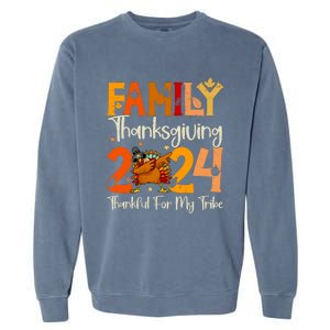 Family Thanksgiving 2024 Crew Dabbing Turkey Group Matching Garment-Dyed Sweatshirt