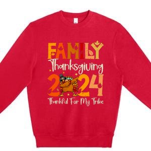 Family Thanksgiving 2024 Crew Dabbing Turkey Group Matching Premium Crewneck Sweatshirt