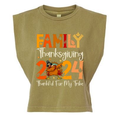 Family Thanksgiving 2024 Crew Dabbing Turkey Group Matching Garment-Dyed Women's Muscle Tee