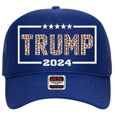 Funny Trump 2024 Leopard Princool Gift Gift High Crown Mesh Back Trucker Hat