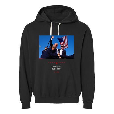 Funny Trump 2024 Shooting At Trump Rally In Pennsylvania Garment-Dyed Fleece Hoodie