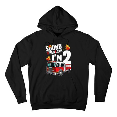 Fire Truck 2nd Birthday Firefighter 2 Year Old Hoodie