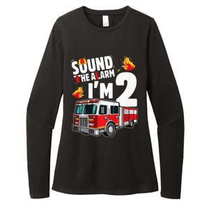 Fire Truck 2nd Birthday Firefighter 2 Year Old Womens CVC Long Sleeve Shirt