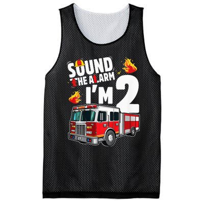 Fire Truck 2nd Birthday Firefighter 2 Year Old Mesh Reversible Basketball Jersey Tank