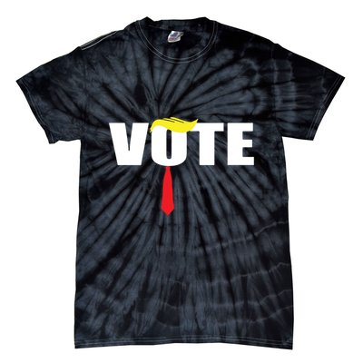 Funny Trump 2024 Vote With Trump Hair And Red Necktie Tie-Dye T-Shirt