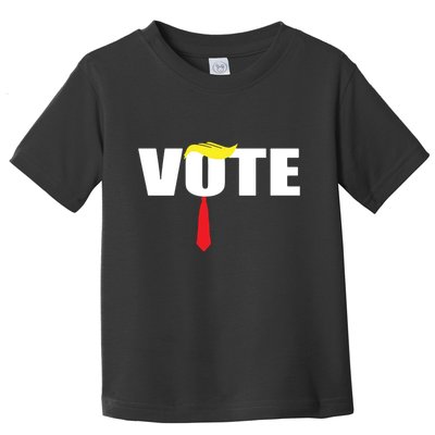 Funny Trump 2024 Vote With Trump Hair And Red Necktie Toddler T-Shirt