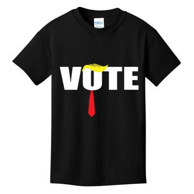 Funny Trump 2024 Vote With Trump Hair And Red Necktie Kids T-Shirt