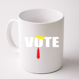 Funny Trump 2024 Vote With Trump Hair And Red Necktie Coffee Mug