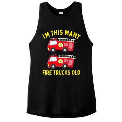 Fire Truck 2nd Birthday Firefighter 2 Two Ladies PosiCharge Tri-Blend Wicking Tank