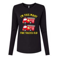 Fire Truck 2nd Birthday Firefighter 2 Two Womens Cotton Relaxed Long Sleeve T-Shirt