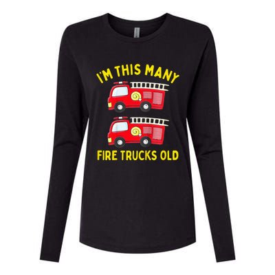 Fire Truck 2nd Birthday Firefighter 2 Two Womens Cotton Relaxed Long Sleeve T-Shirt