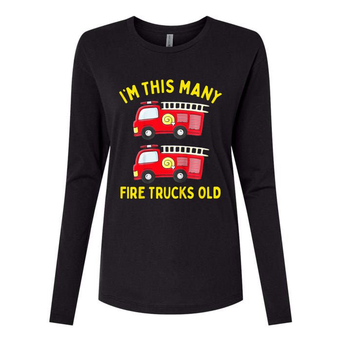 Fire Truck 2nd Birthday Firefighter 2 Two Womens Cotton Relaxed Long Sleeve T-Shirt