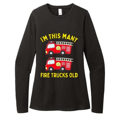 Fire Truck 2nd Birthday Firefighter 2 Two Womens CVC Long Sleeve Shirt