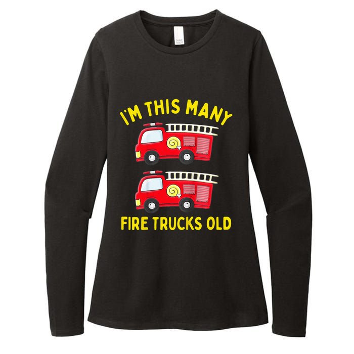 Fire Truck 2nd Birthday Firefighter 2 Two Womens CVC Long Sleeve Shirt