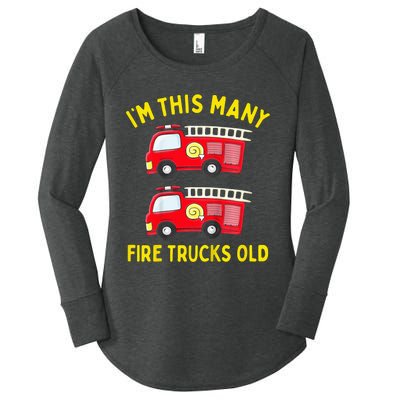 Fire Truck 2nd Birthday Firefighter 2 Two Women's Perfect Tri Tunic Long Sleeve Shirt