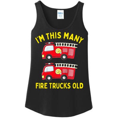 Fire Truck 2nd Birthday Firefighter 2 Two Ladies Essential Tank