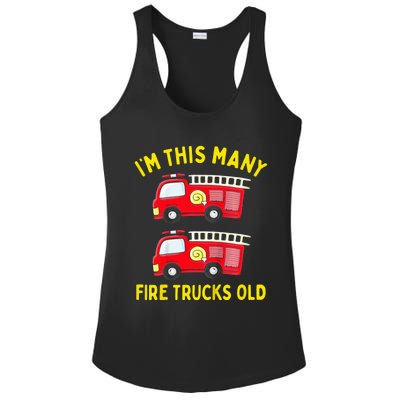 Fire Truck 2nd Birthday Firefighter 2 Two Ladies PosiCharge Competitor Racerback Tank