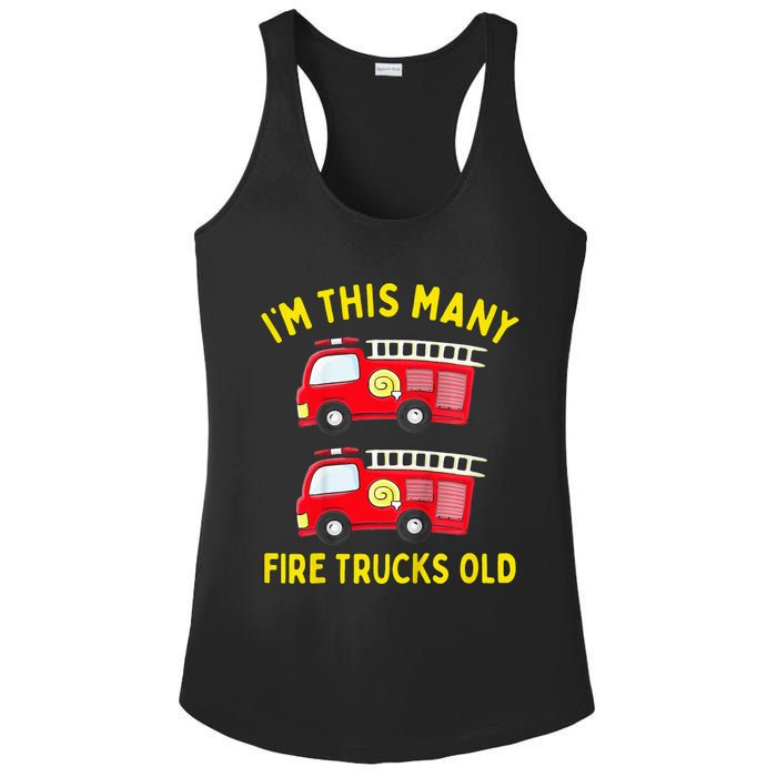 Fire Truck 2nd Birthday Firefighter 2 Two Ladies PosiCharge Competitor Racerback Tank