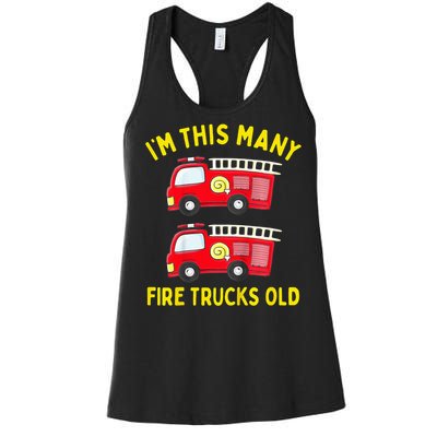 Fire Truck 2nd Birthday Firefighter 2 Two Women's Racerback Tank