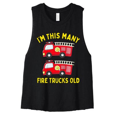 Fire Truck 2nd Birthday Firefighter 2 Two Women's Racerback Cropped Tank