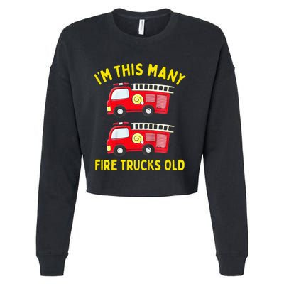 Fire Truck 2nd Birthday Firefighter 2 Two Cropped Pullover Crew