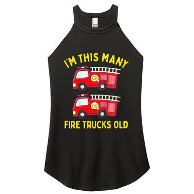 Fire Truck 2nd Birthday Firefighter 2 Two Women's Perfect Tri Rocker Tank